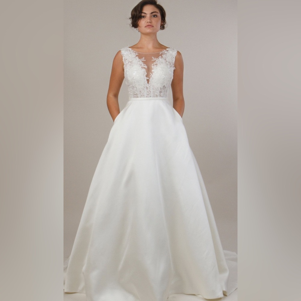 Lydia by Matthew Christopher - Lace and Mikado A- Line gown